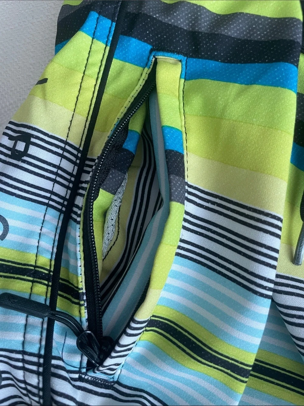 Rip Curl Lime & Blue Striped Board Shorts